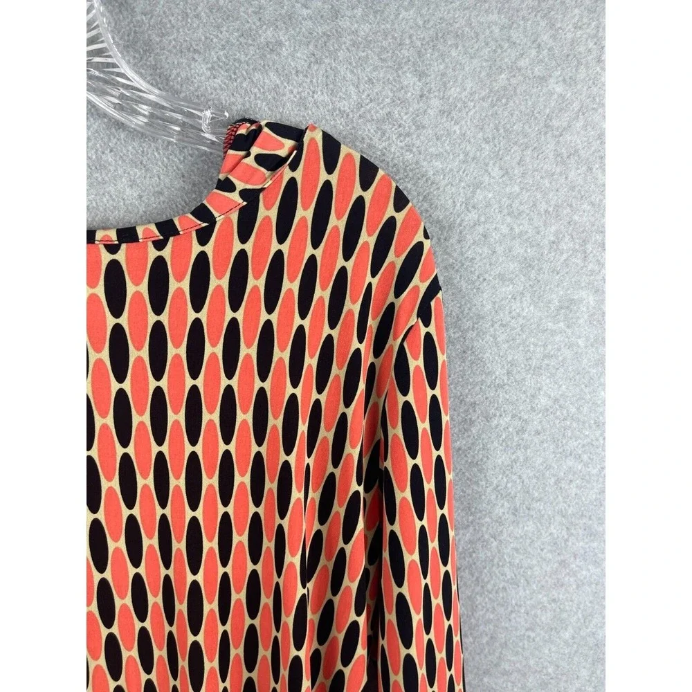 MICHAEL KORS Dress M Coral Black Shift Back‎ Exposed Zipper Long Sleeve Career
